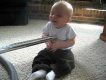 Baby can't stop laughing at vacuum!
