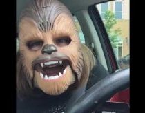 Woman Finds Pure Happiness in Chewbecca Mask