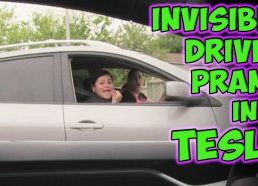 Invisible Driver Prank In A Tesla!