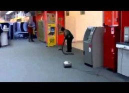 Cleaning lady vacuuming fail